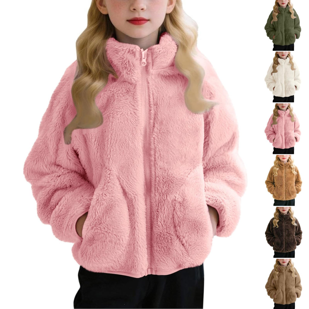 Girls Fleece Jacket Lightweight Fall Winter Zip Up Coats For Girl