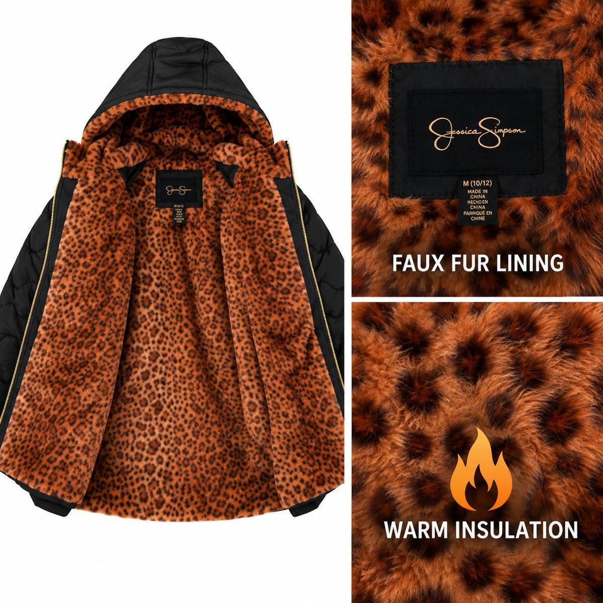Jessica Simpson Girls Heavyweight Parka Faux Fur Lined Hooded Winter Coat