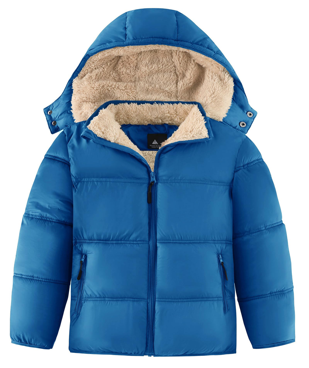 Boy'S Girls Winter Coat Puffer Jacket Sherpa Fleece with Detachable Hood