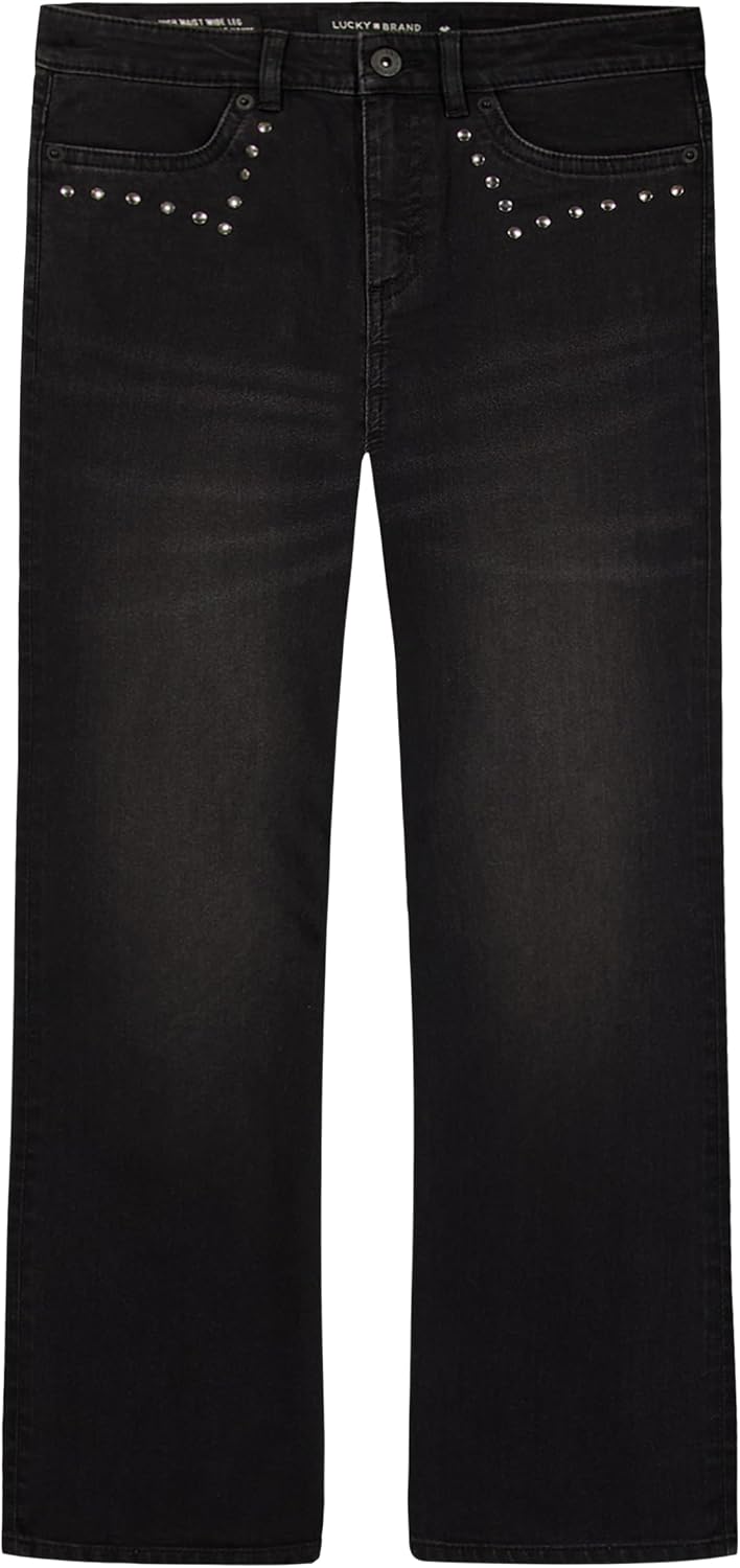 Lucky Brand Girls' High Rise Wide Flare Stretch Denim Jean, Zipper Fly & Button Closure