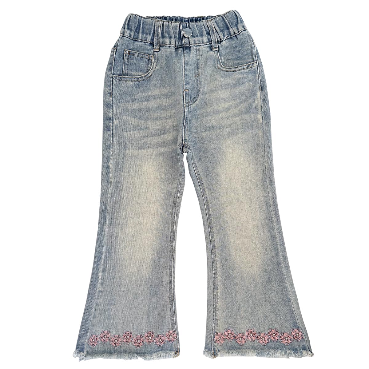 Peacolate 2-10Years Little Big Girls Spring Autumn Embroidered Jeans Trousers Pants for Kid