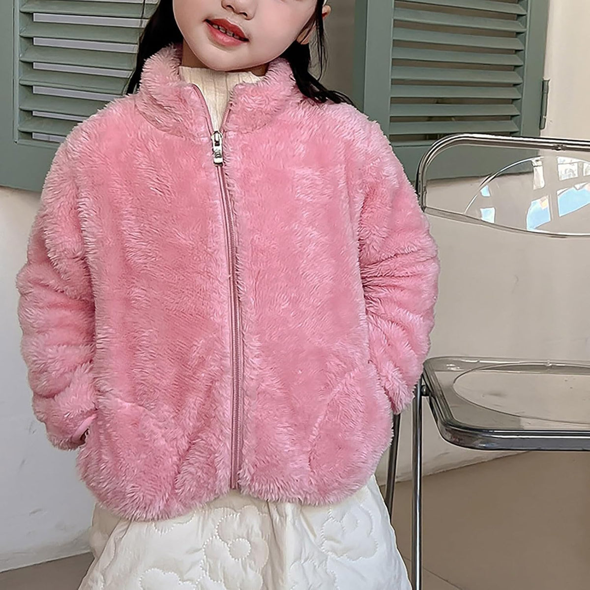 Girls Fleece Jacket Lightweight Fall Winter Zip Up Coats For Girl