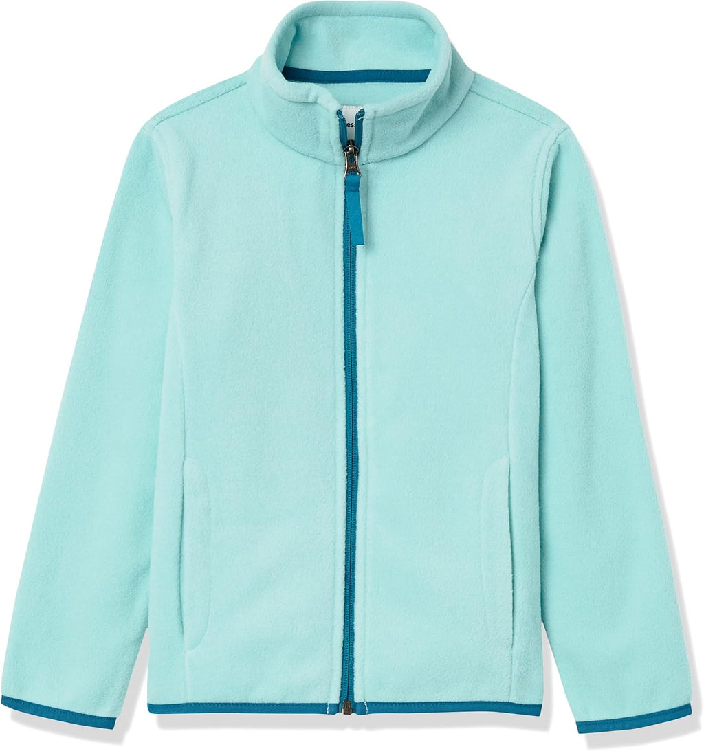 Amazon Essentials Girls and Toddlers' Polar Fleece Full-Zip Mock Jacket, Insulated Outerwear Coat