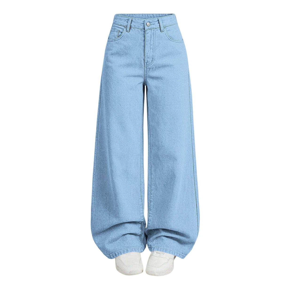 Girl's Baggy Jeans Wide Leg High Waisted Denim Pants 5-14 Years