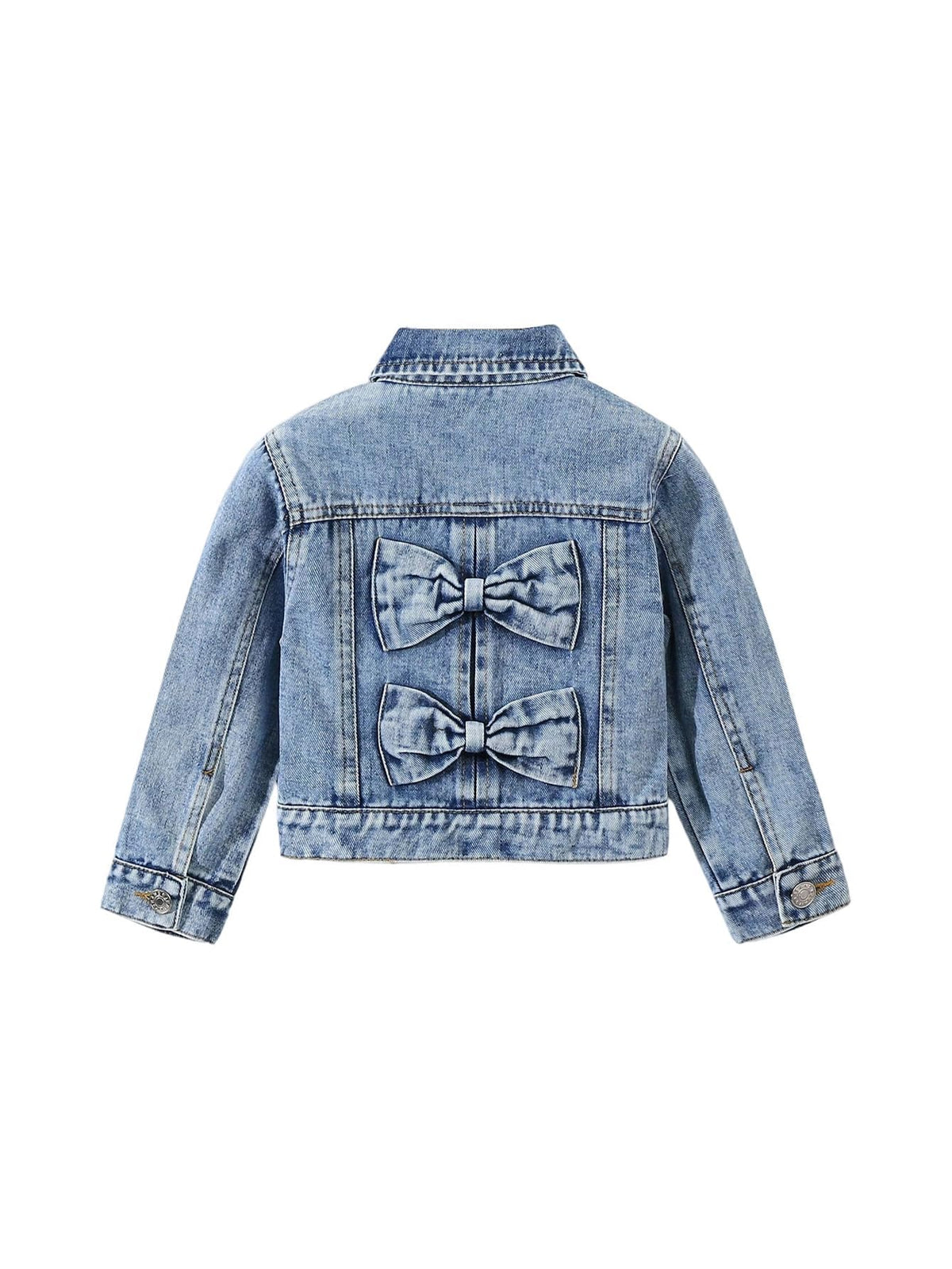 WDIRARA Girl's Bow Denim Jacket Button Down Jean Jacket Cute Outerwear