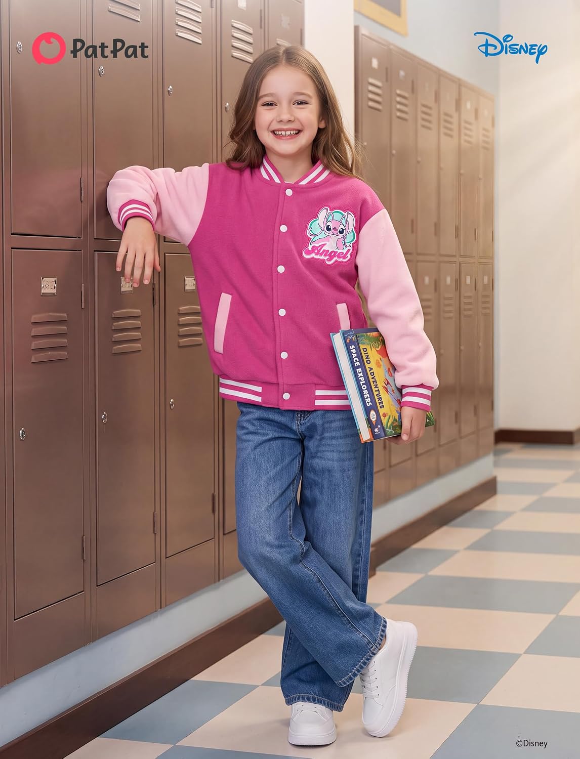 Disney Kids Fleece Bomber Jacket, Varsity Outerwear with Pockets, 2-10Y