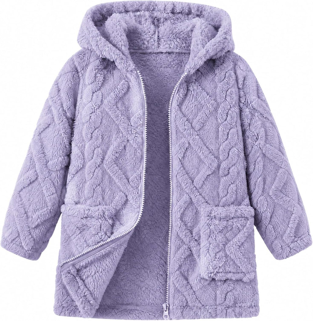 Toddler Girls Fleece Jacket Hooded Coats Winter Outwear 2-6 Years