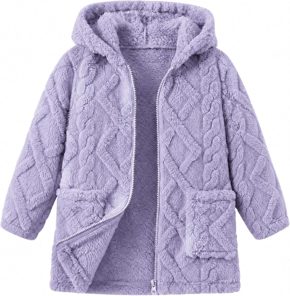Toddler Girls Fleece Jacket Hooded Coats Winter Outwear 2-6 Years