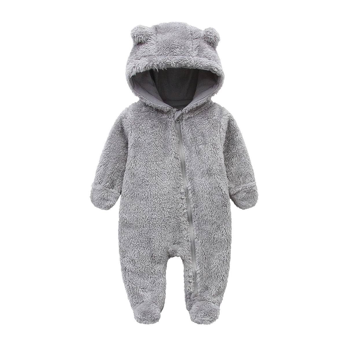Babymine Newborn Baby Bear Fleece Hooded Romper Fall Warm Outfit Clothes
