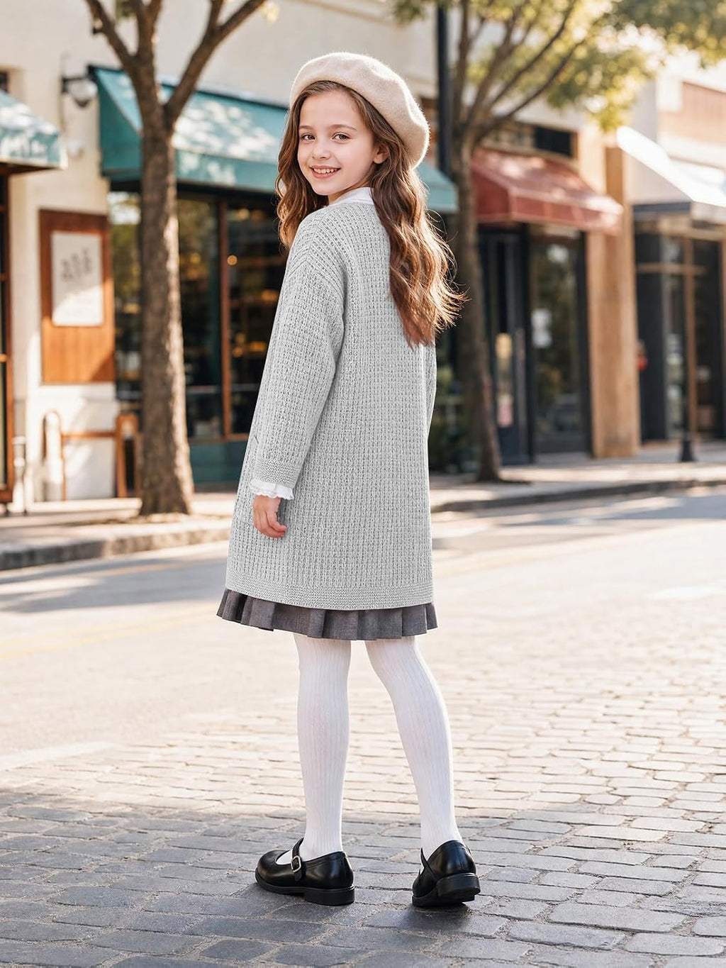 Haloumoning Girls Cardigan Sweater Kids Open Front Sweaters Outerwear 5-14Y