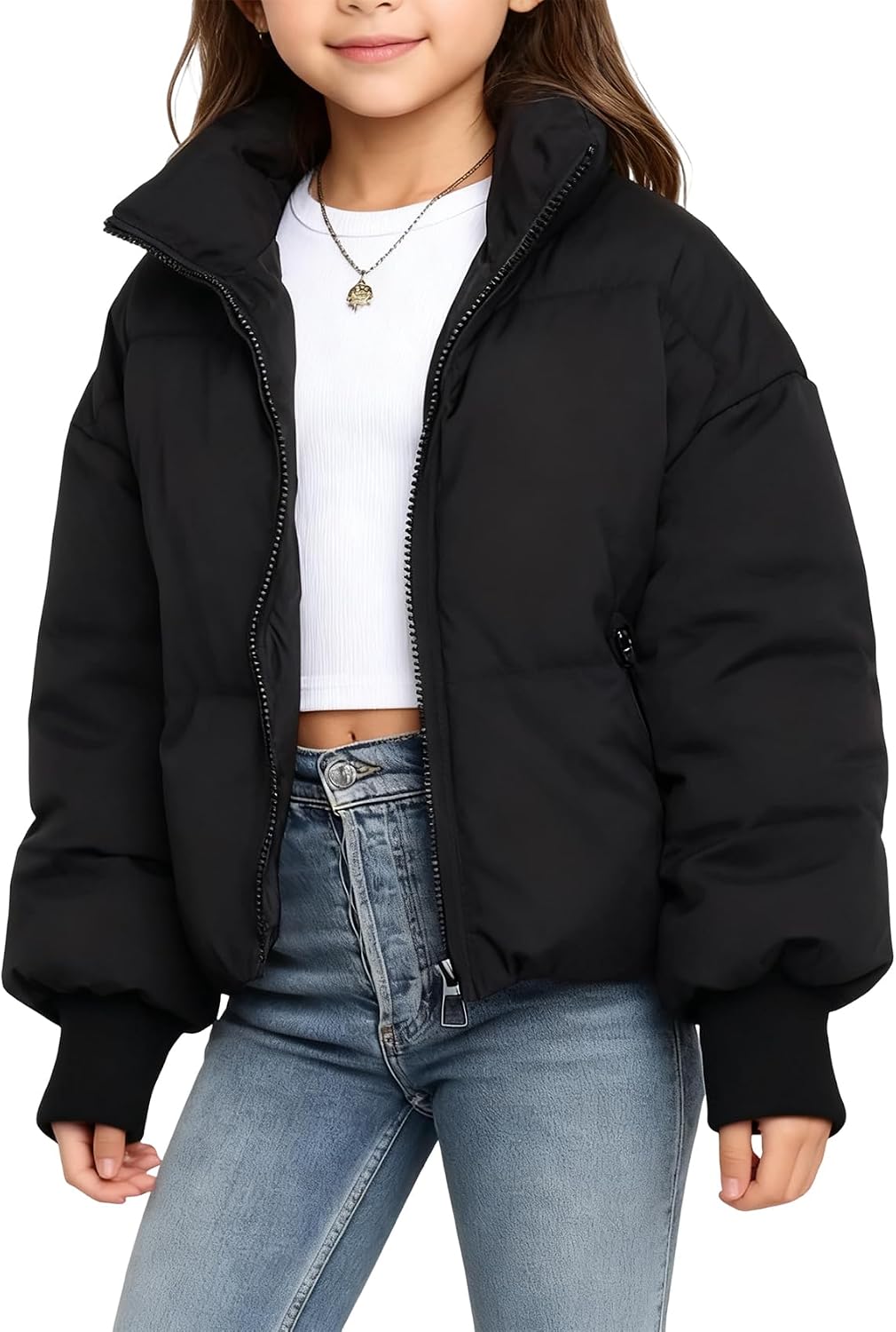 Gihuo Girls Winter Puffer Jacket Kids Warm Quilted Winter Coat