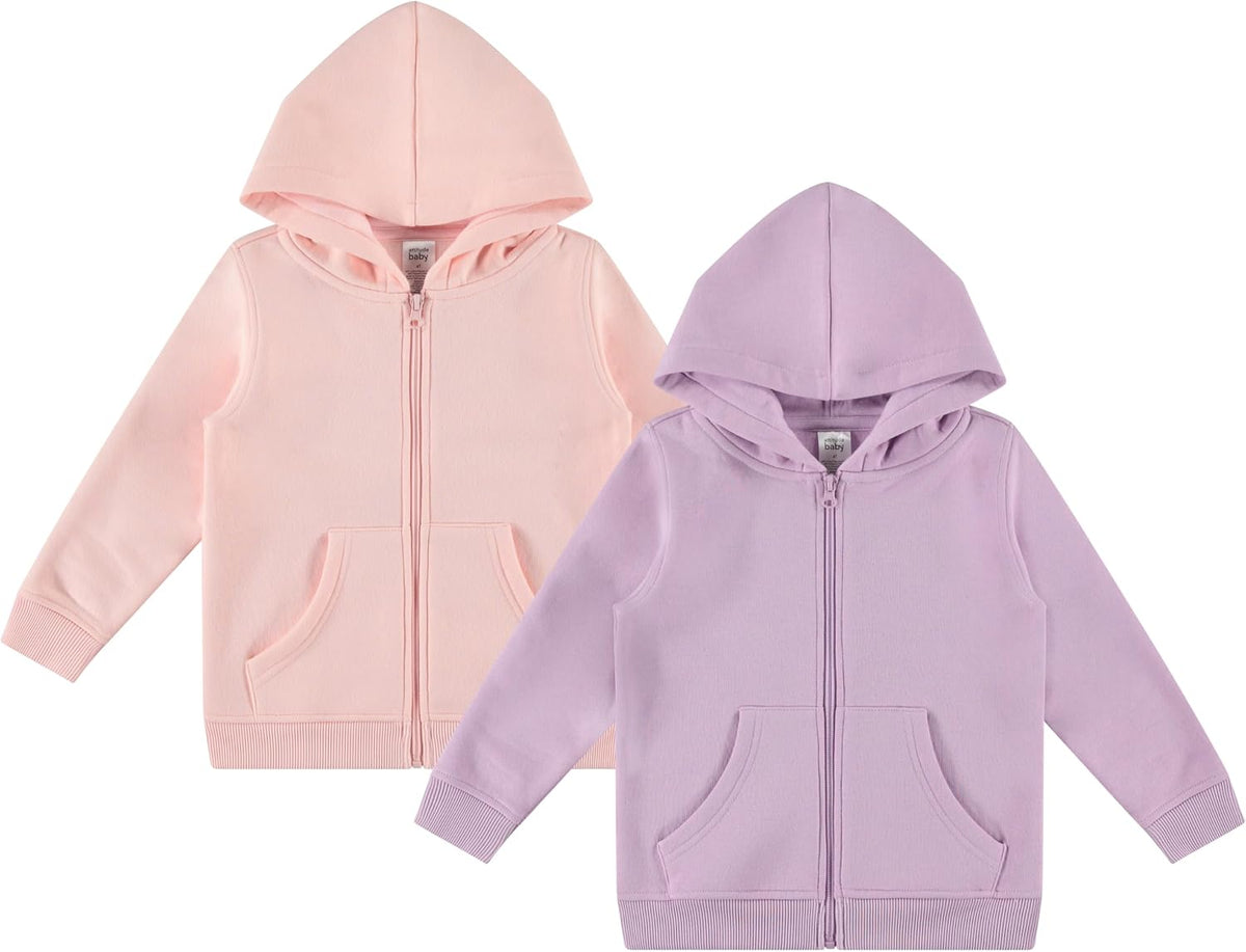 Cudlie 2-Pack Toddler Zip-Up Hoodies for Boys and Girls – Colorful Cotton Blend Sweatshirts with Pockets – Sizes 12M to 4T