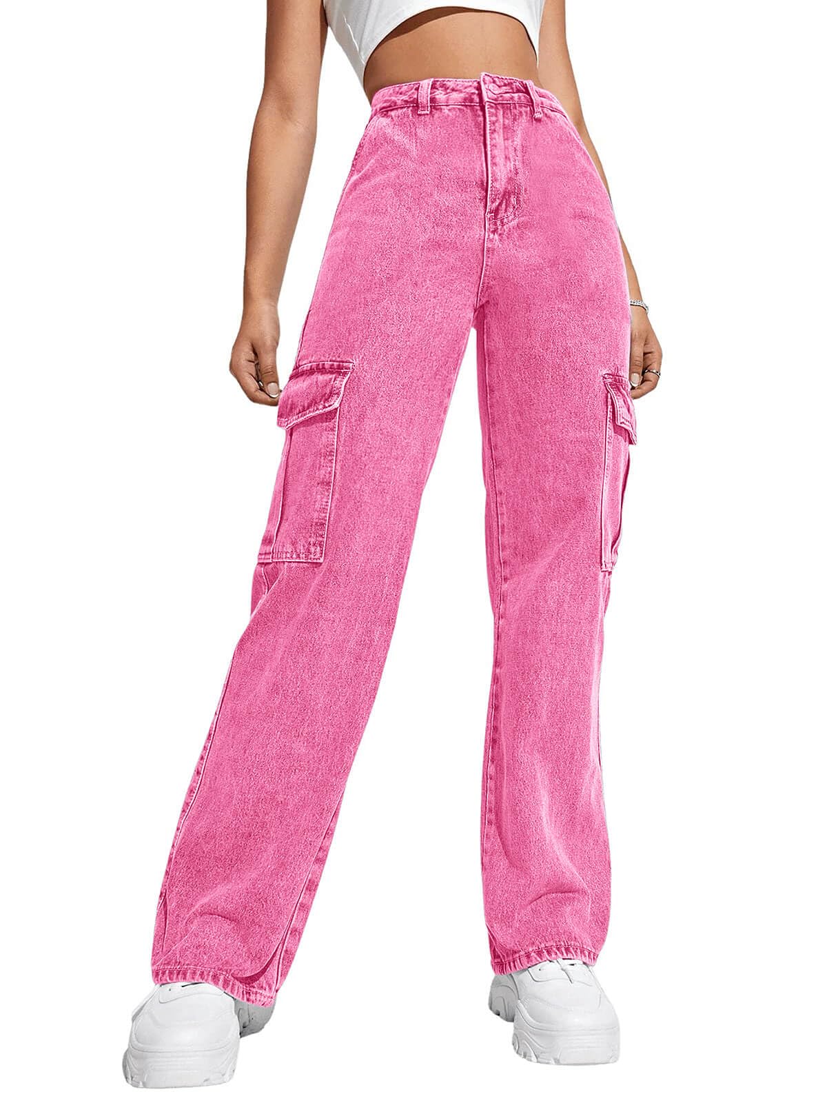Haloumoning Girls Jeans Baggy High Waisted Wide Leg Cargo Pants 5-14 Years
