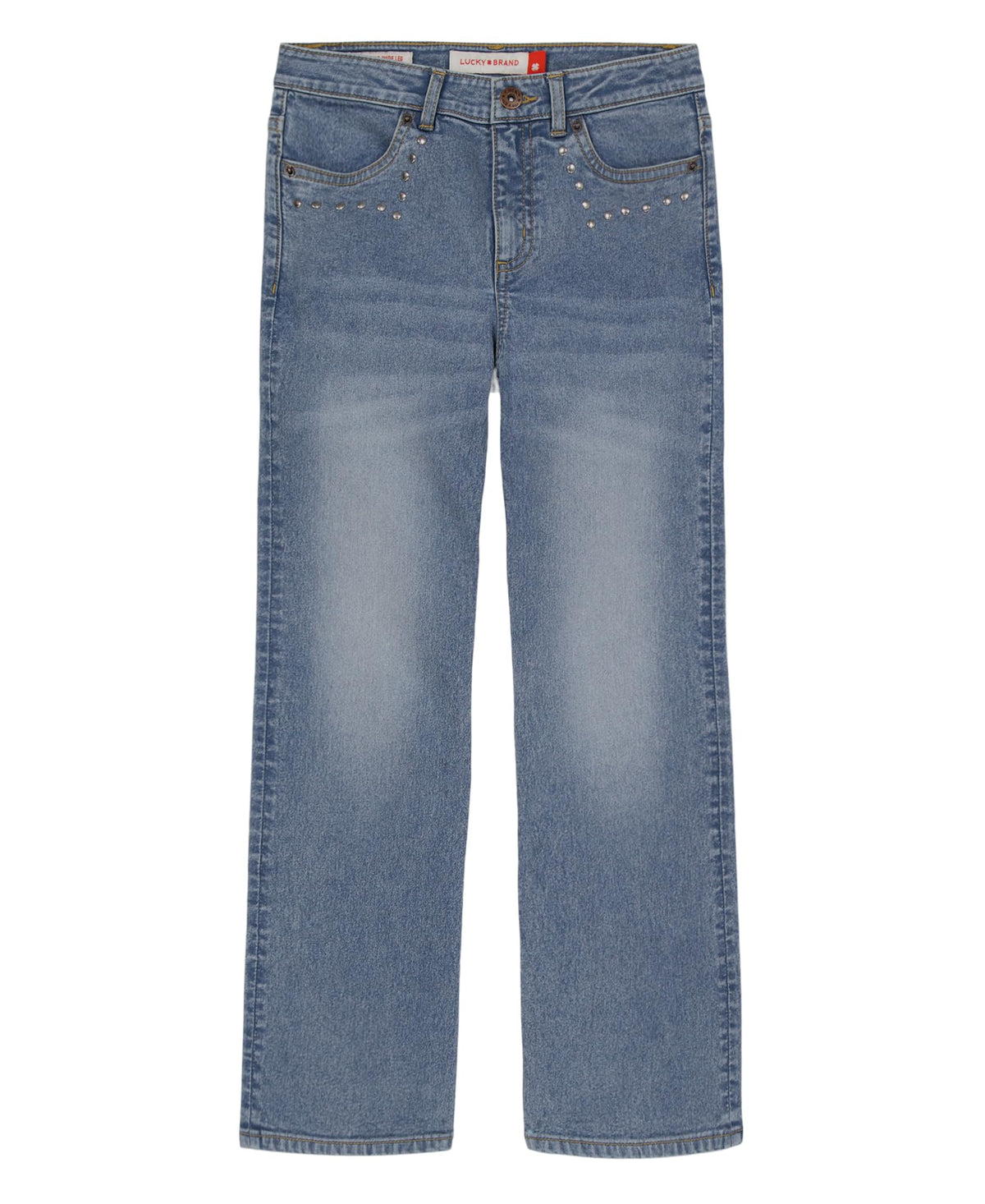 Lucky Brand Girls' High Rise Wide Flare Stretch Denim Jean, Zipper Fly & Button Closure