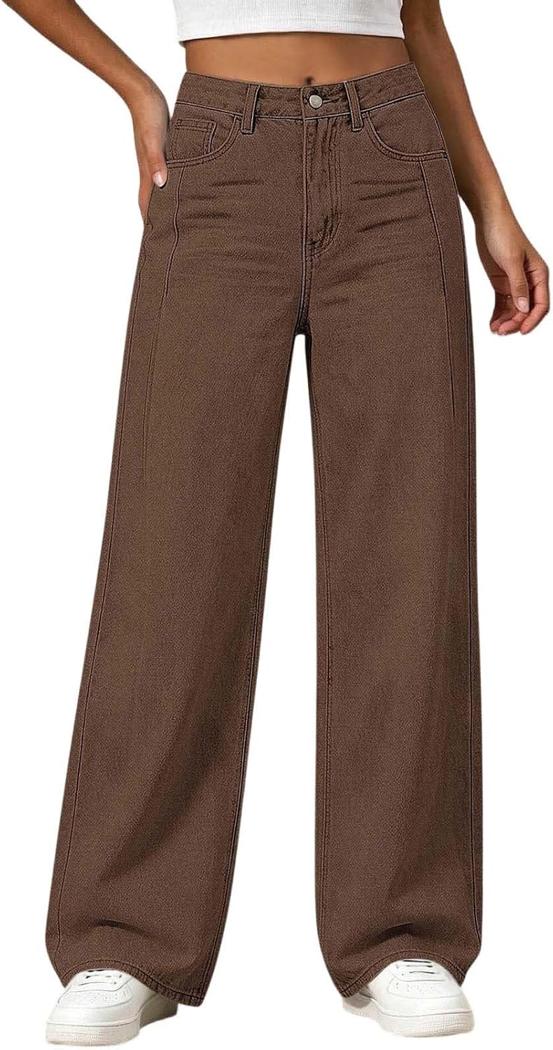 Girl's Baggy Jeans Wide Leg High Waisted Denim Pants 5-14 Years