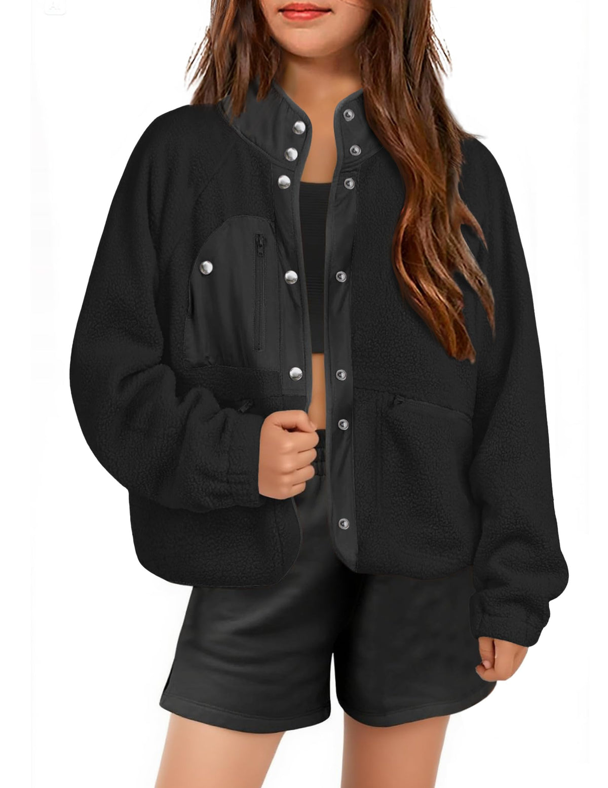 Arshiner Girls Sherpa Fleece Jacket Button Down Fall Winter Coat