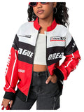 SOLY HUX Girl's Zip Up Bomber Jacket Y2k Racing Outerwear Streetwear