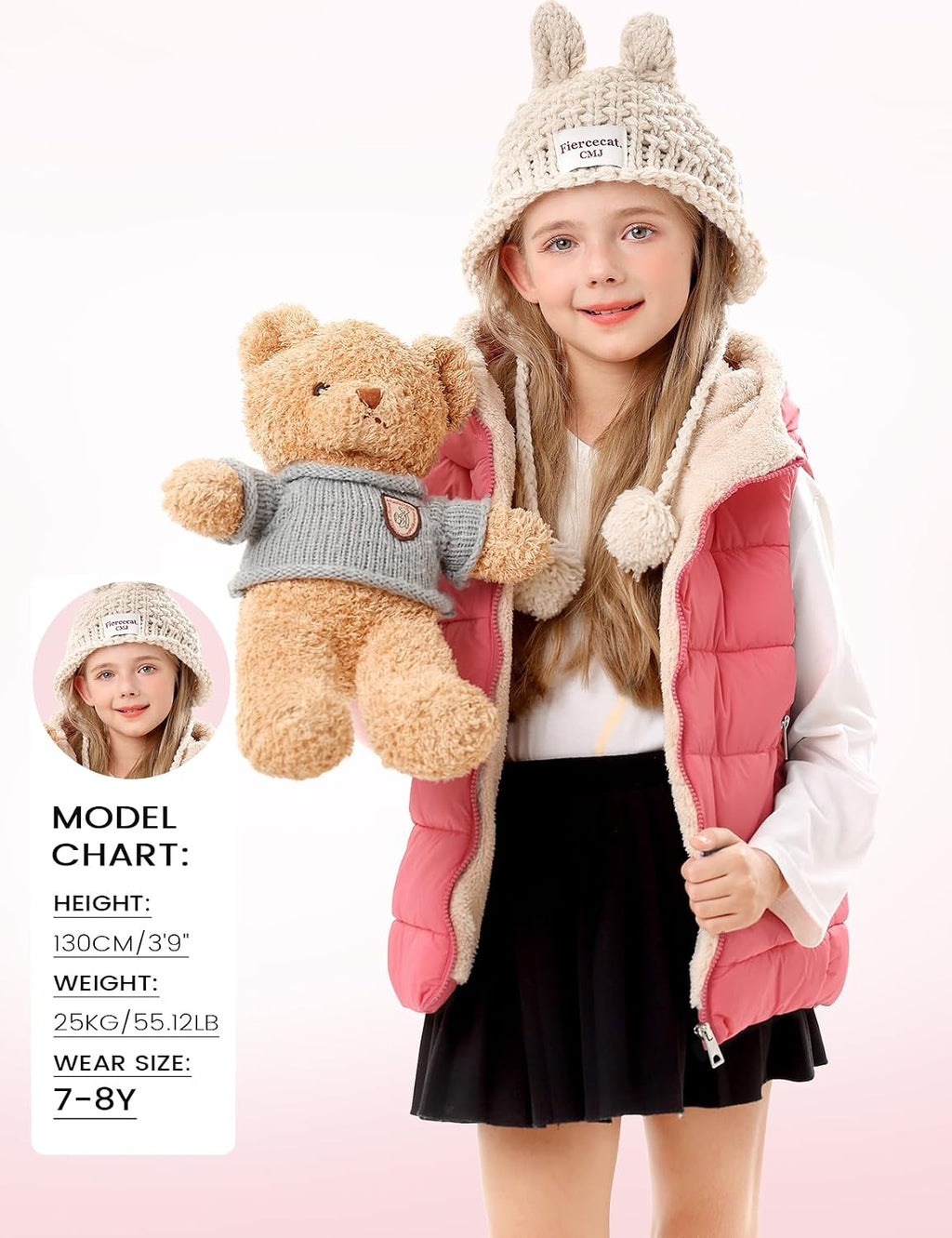 Yimoon Boys Girls Warm Puffer Vest Zip Up Fleece Lined Hooded Vest