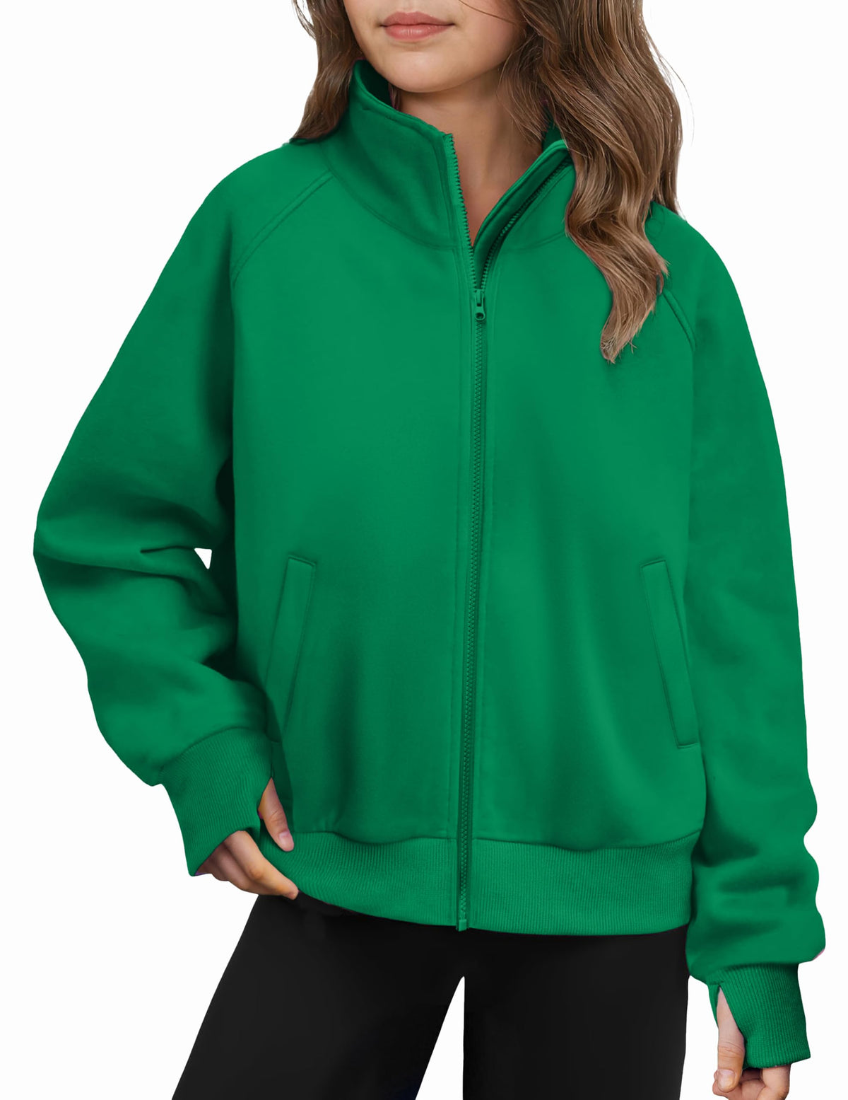 Arshiner Girls Zip Up Sweatshirt Full-zip Fleece Track Jackets Kids Fall Fashion Outfits Winter Clothes with Pockets