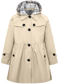 Betusline Girl's Single Breasted Trench Coat Hooded Dress Coat Outerwear
