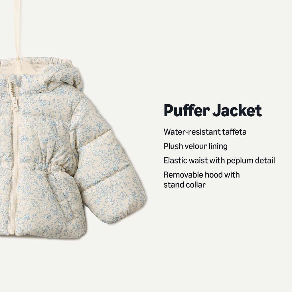 Amazon Essentials x Sofia Grainge Babies, Todders and Girls' Water-Repellent Hooded Puffer Jacket