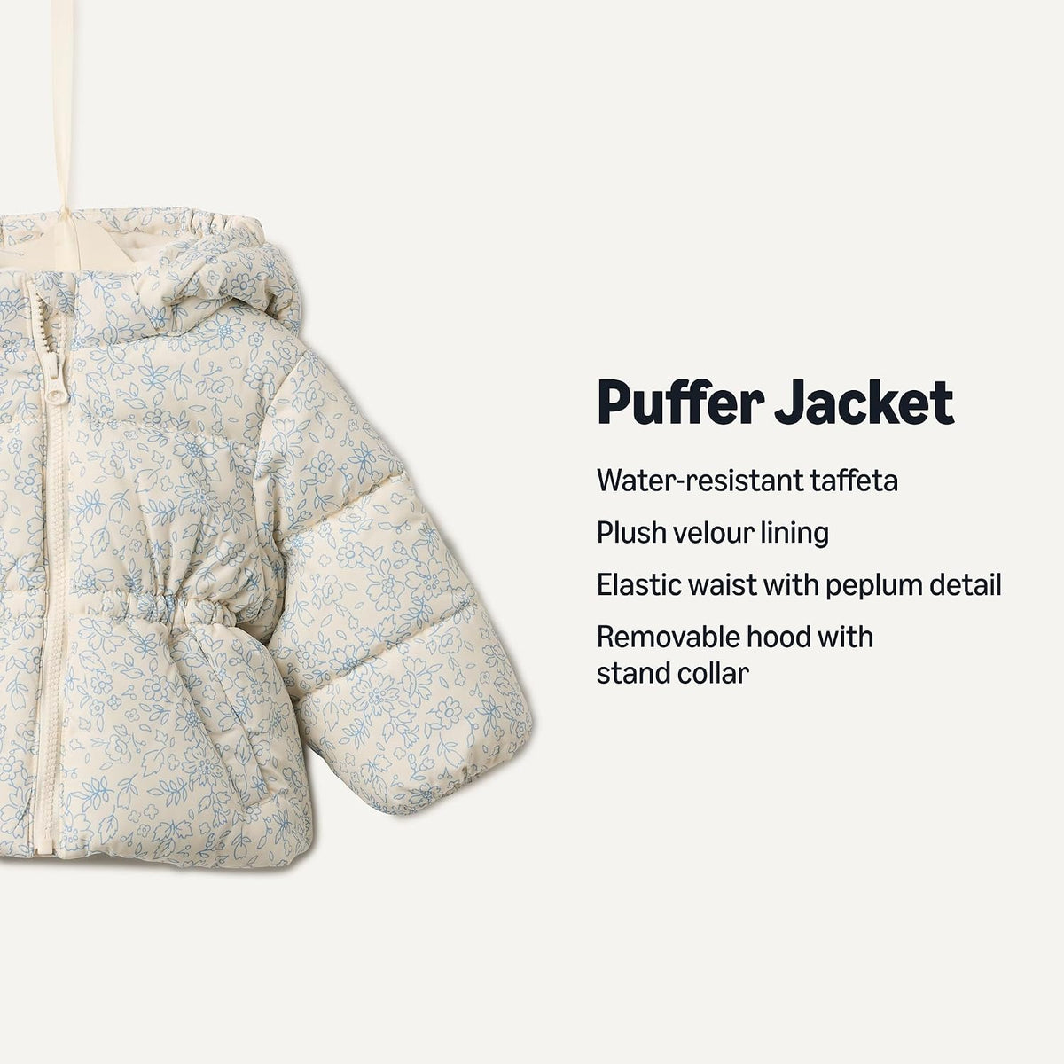 Amazon Essentials x Sofia Grainge Babies, Todders and Girls' Water-Repellent Hooded Puffer Jacket