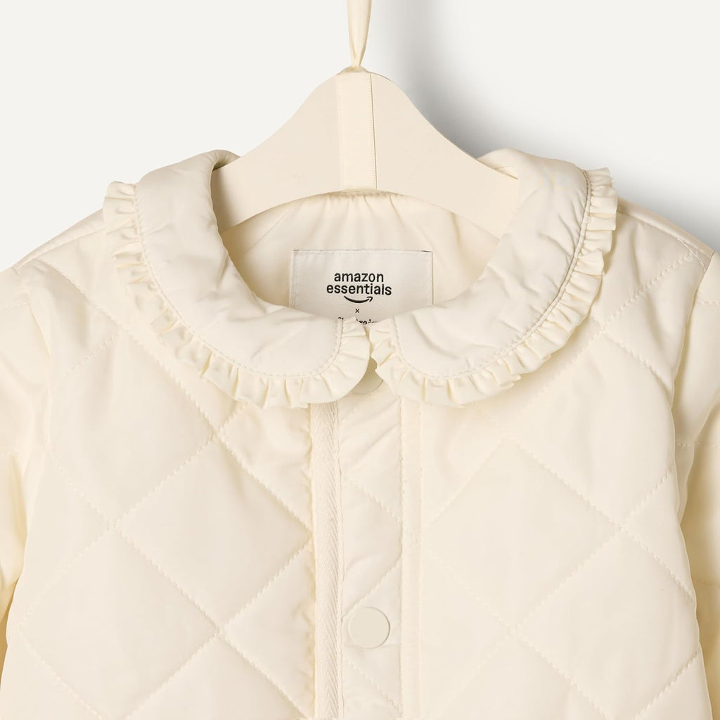 Amazon Essentials x Sofia Grainge Toddler and Baby Girls' Midweight Quilted Field Jacket with Ruffle