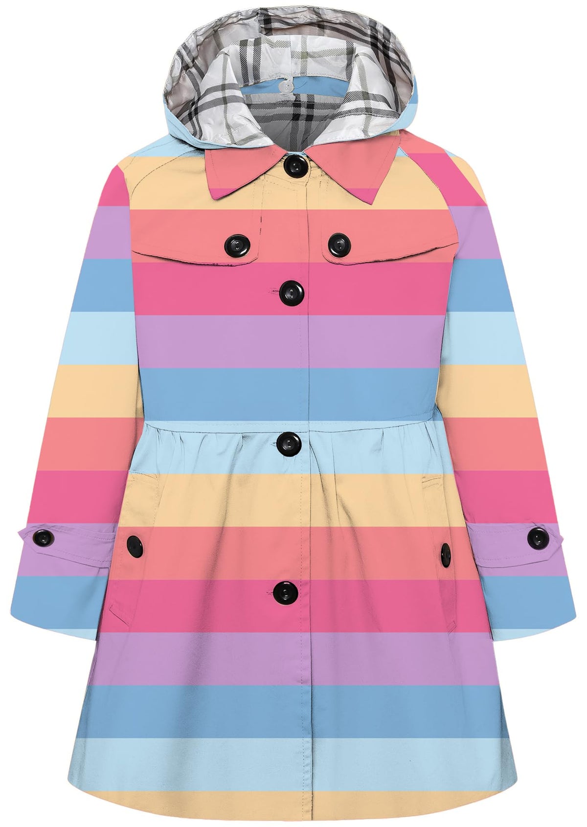 Betusline Girl's Single Breasted Trench Coat Hooded Dress Coat Outerwear