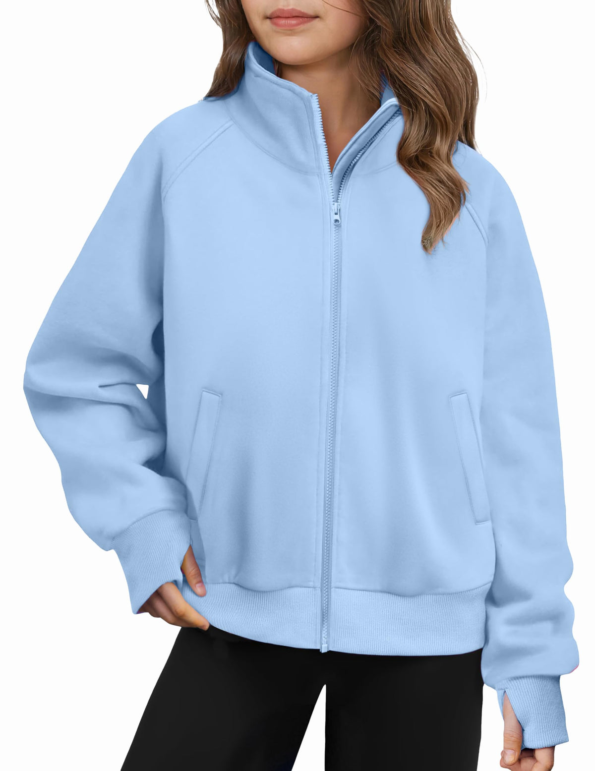 Arshiner Girls Zip Up Sweatshirt Full-zip Fleece Track Jackets Kids Fall Fashion Outfits Winter Clothes with Pockets