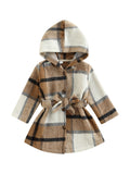 Toddler Baby Girl Dress Coat Long Sleeve Plaid Baby Girl Fleece Jacket Fall Winter Outerwear Outfit
