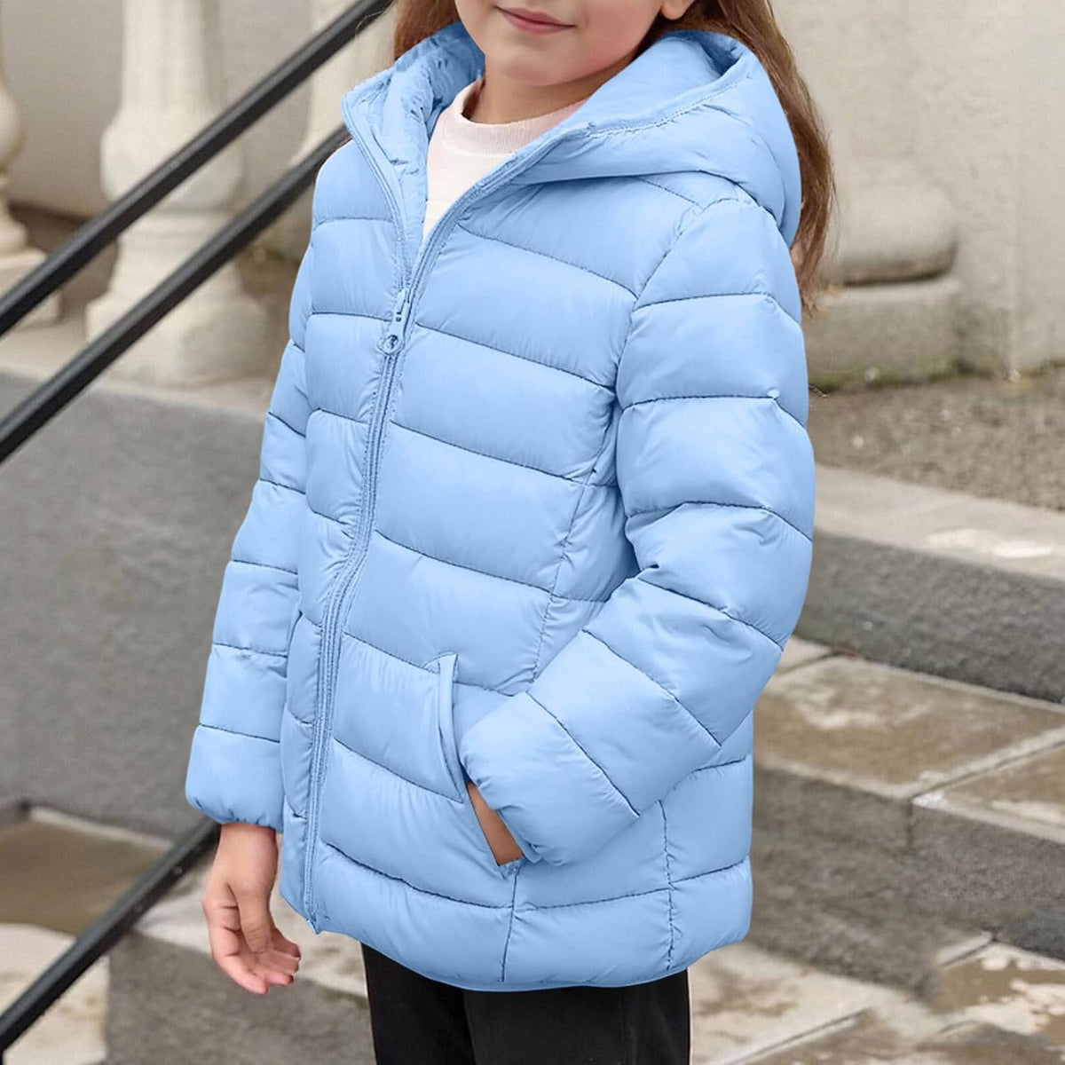 Girls Winter Coat Kids Puffer Jacket Youth Hooded Lightweight down Jackets Boys Warm Packable Outerwear Cute Clothes