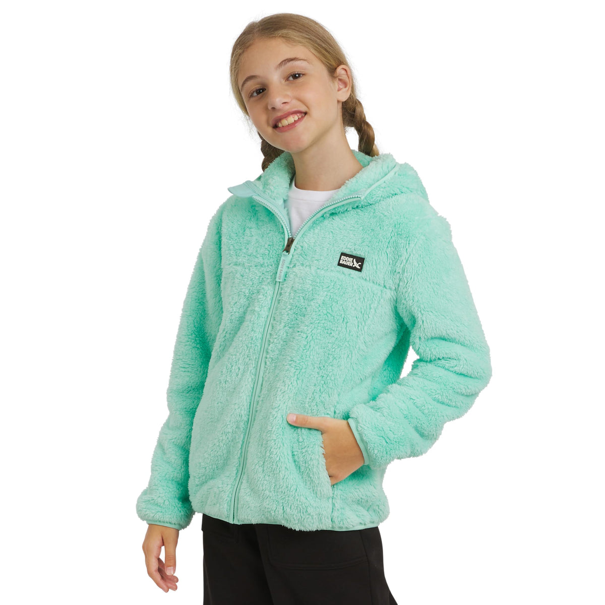 Eddie Bauer Girls' Quest Plush High Pile Faux Sherpa Hooded Jacket