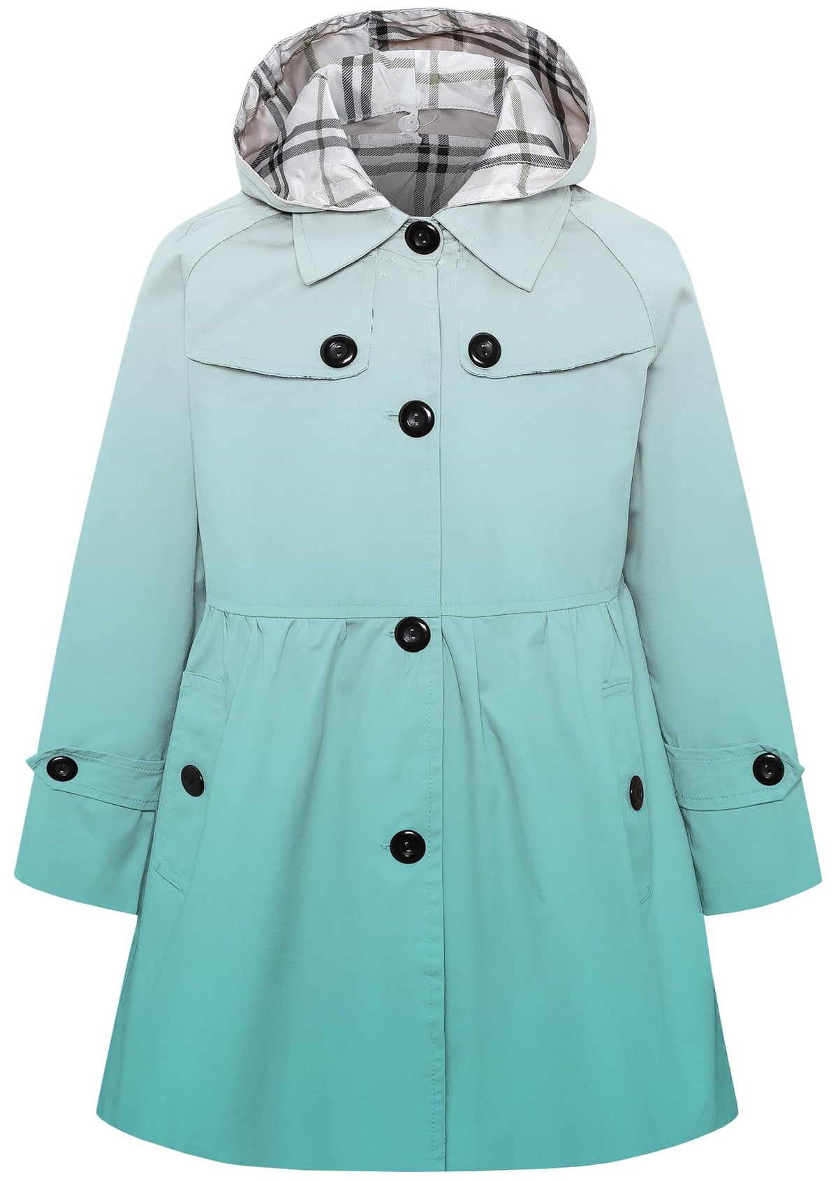 Betusline Girl's Single Breasted Trench Coat Hooded Dress Coat Outerwear