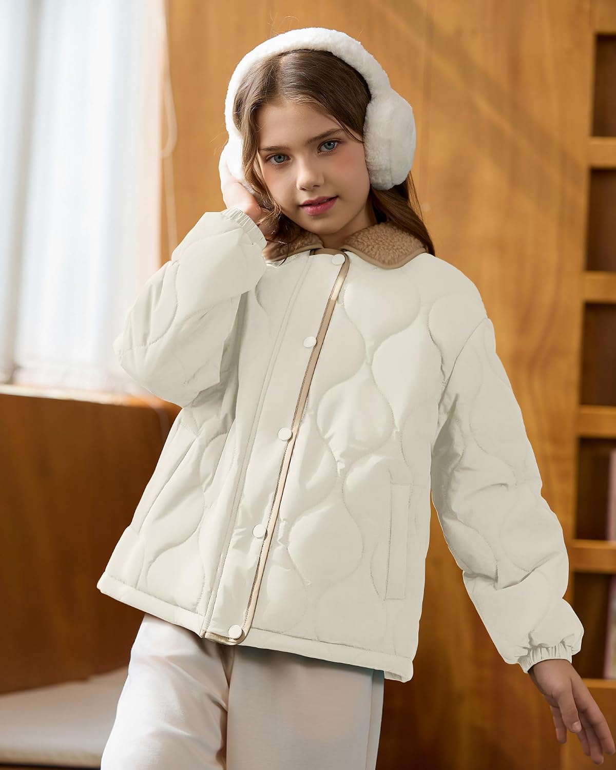 Girls Quilted Jacket Puffer Winter Coat Lightweight Outwear 3-14Y