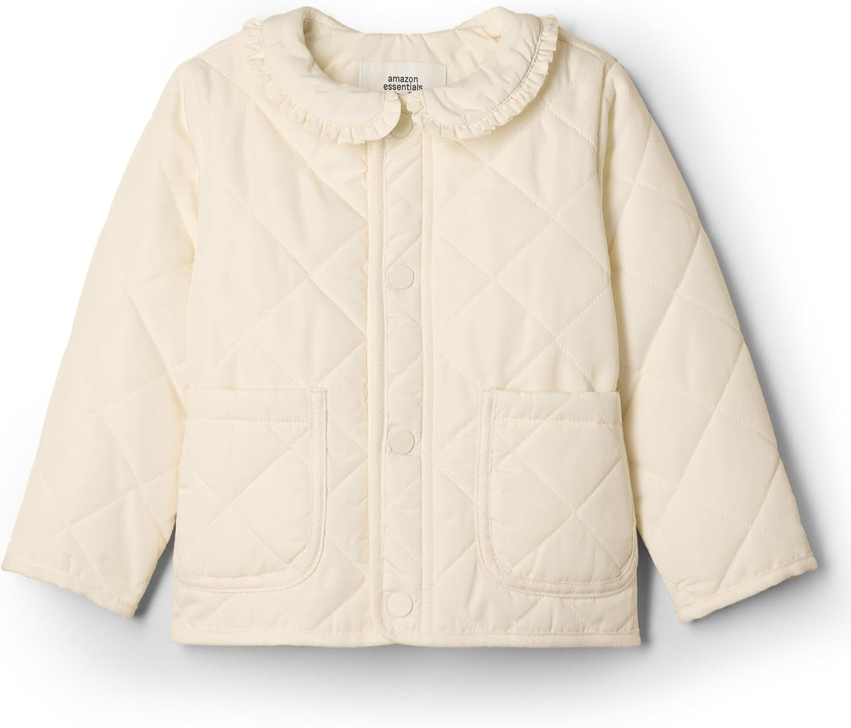 Amazon Essentials x Sofia Grainge Toddler and Baby Girls' Midweight Quilted Field Jacket with Ruffle