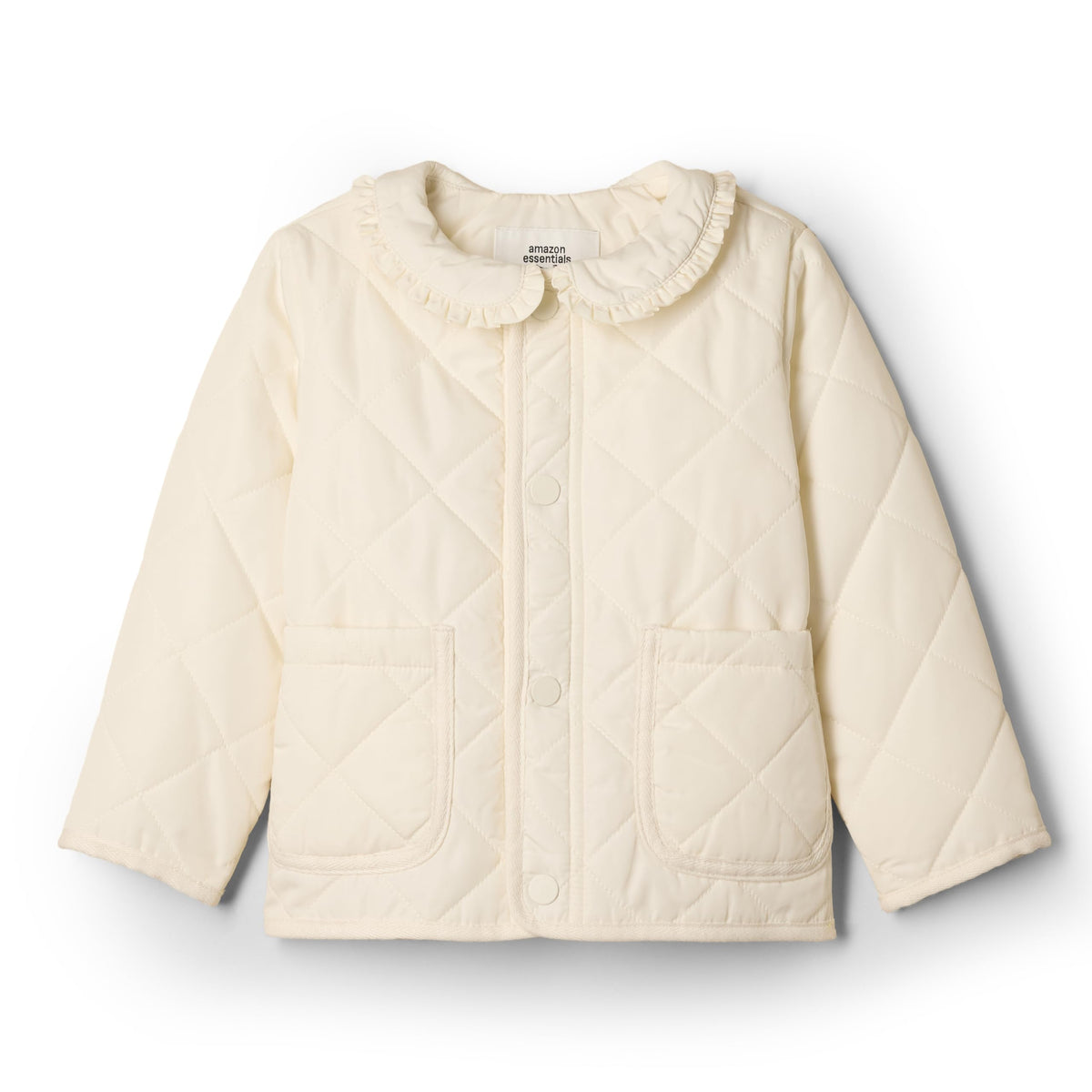 Amazon Essentials x Sofia Grainge Toddler and Baby Girls' Midweight Quilted Field Jacket with Ruffle