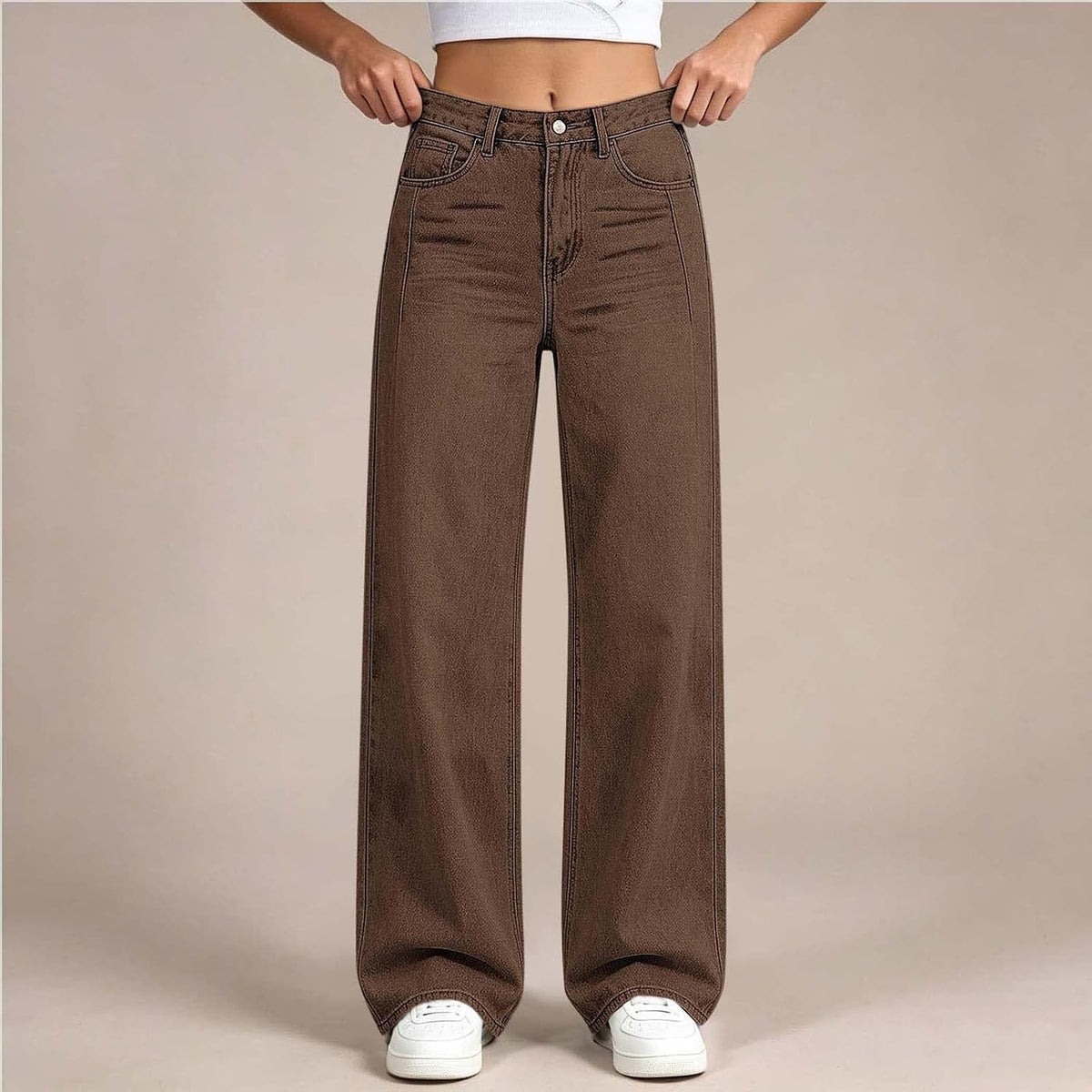 Girl's Baggy Jeans Wide Leg High Waisted Denim Pants 5-14 Years