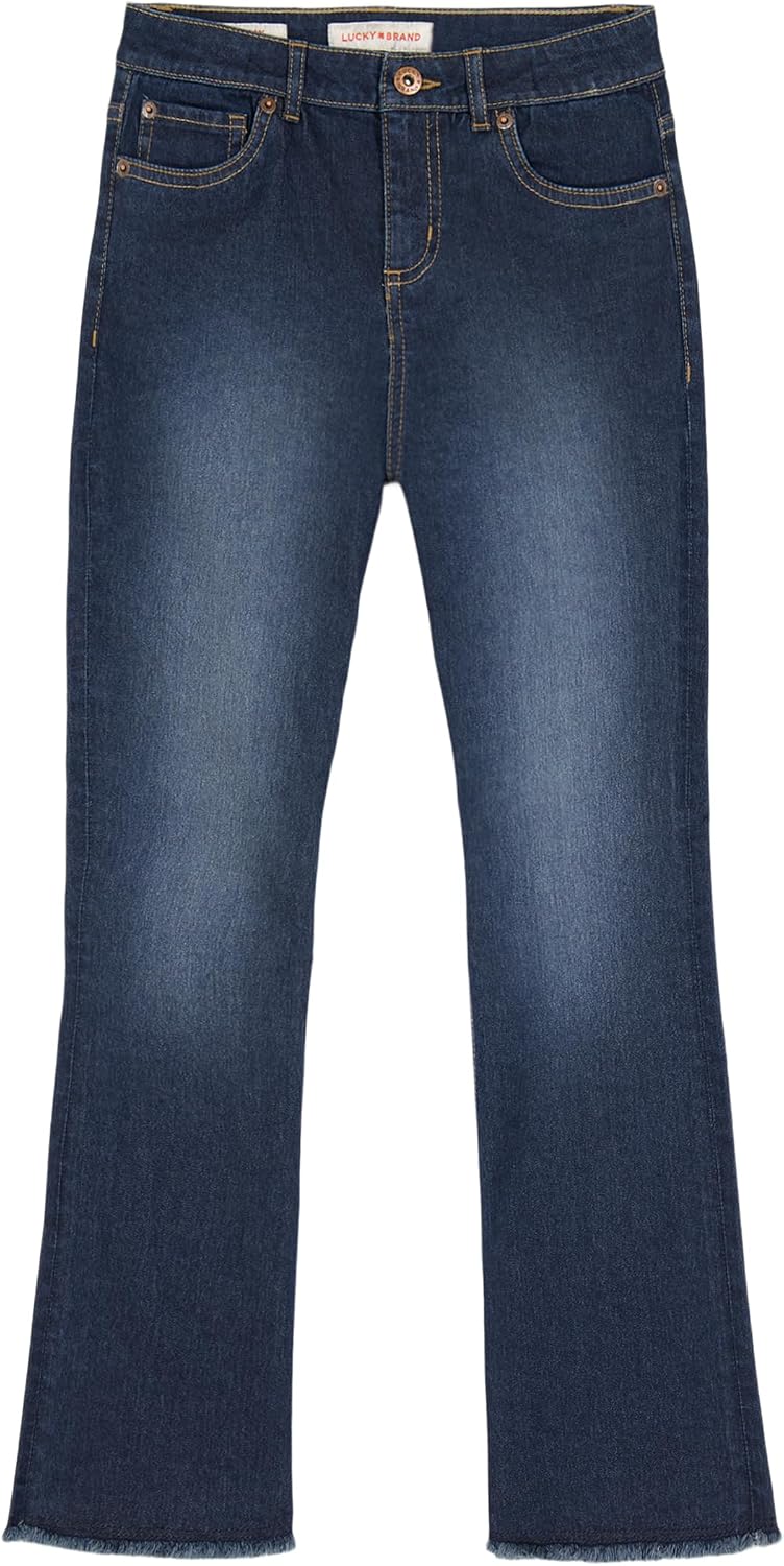 Lucky Brand Girls' Mid Rise Flare Stretch Denim Jean, Zipper Fly & Button Closure