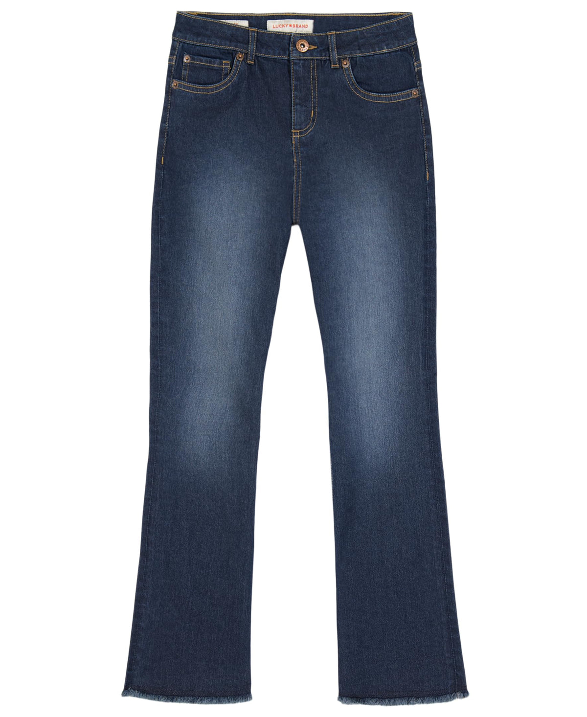 Lucky Brand Girls' Mid Rise Flare Stretch Denim Jean, Zipper Fly & Button Closure