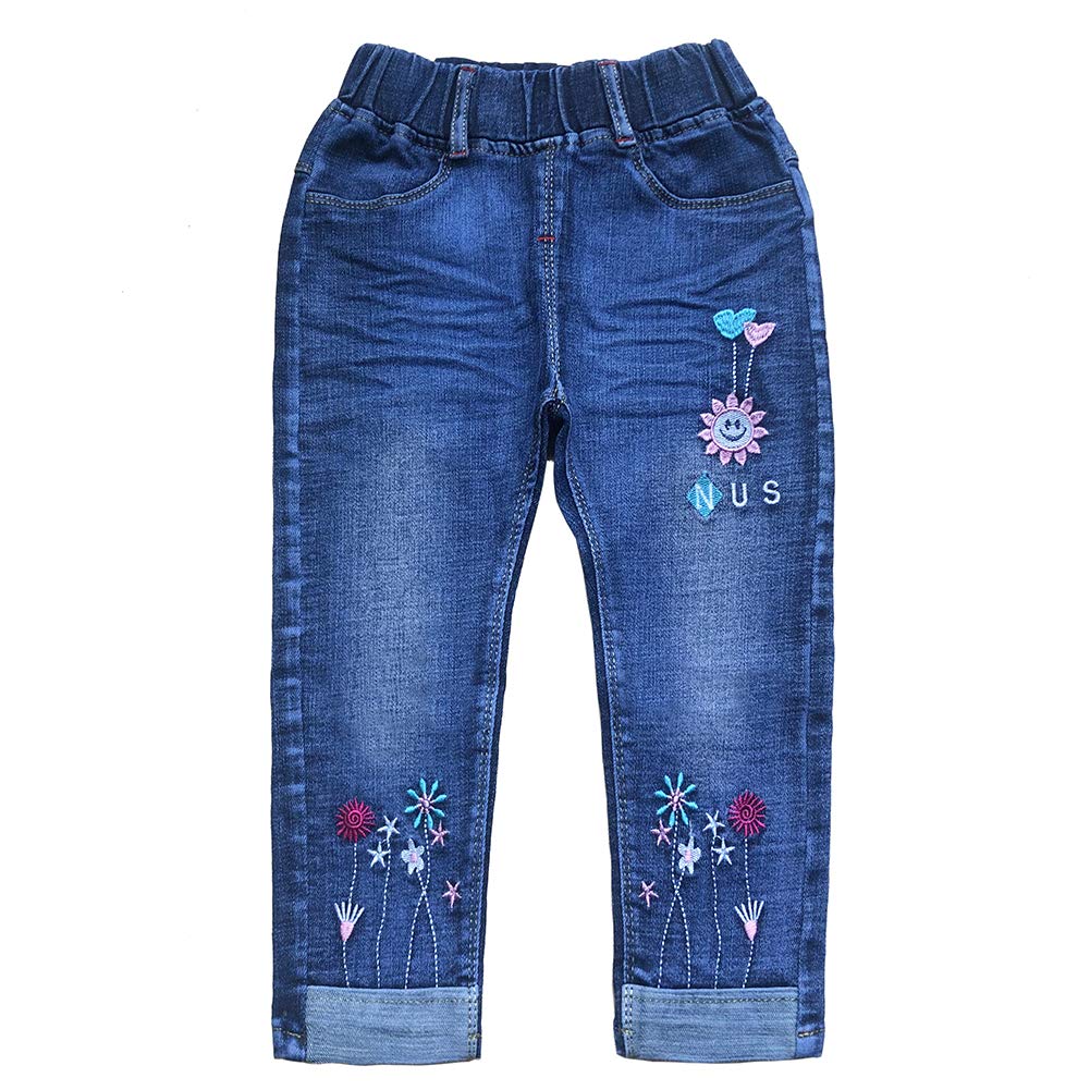Peacolate 4-9T Infant Little Kids Girls Embroidery Jeans Denim Pants