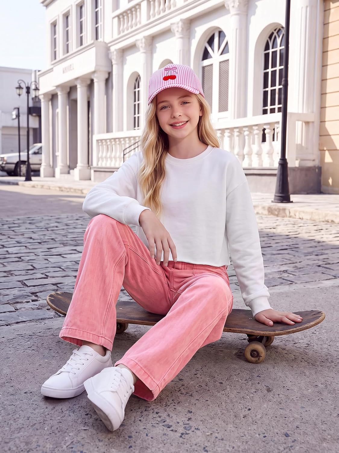 Haloumoning Girls Wide Leg Jeans Kids High Waisted Baggy Denim Pants