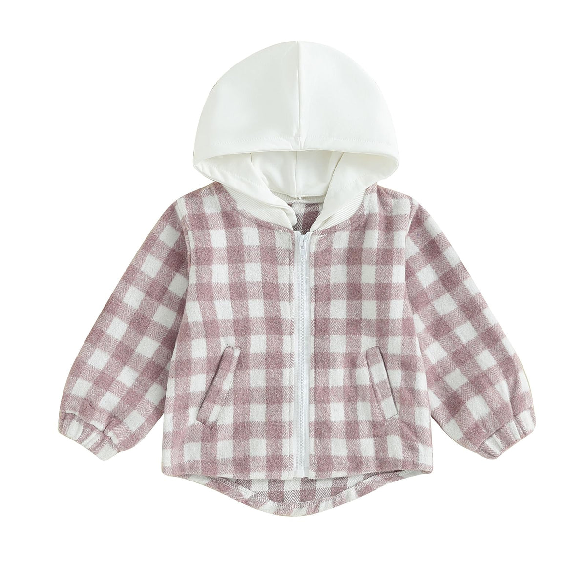 Douhoow Toddler Baby Plaid Jacket Baby Boy GIrl Flannel Hoodies Zip Up Hooded Fall Winter Outerwear Coat