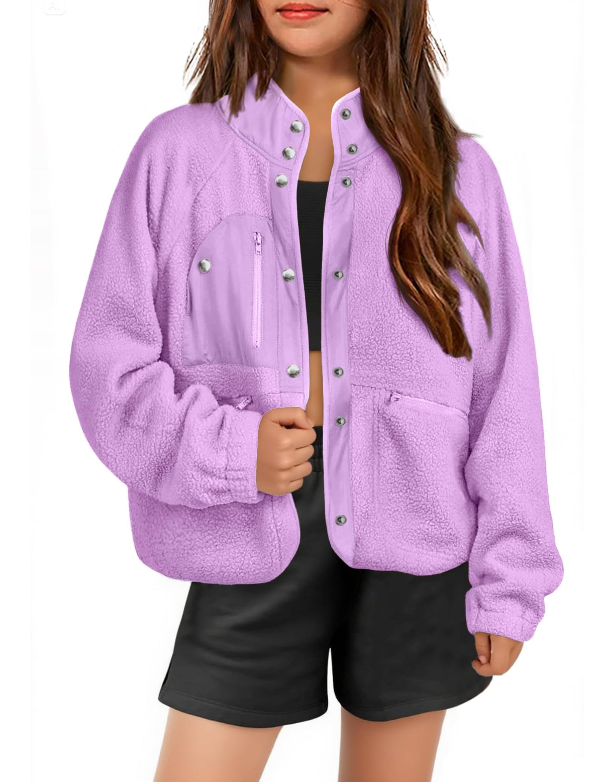 Arshiner Girls Sherpa Fleece Jacket Button Down Fall Winter Coat