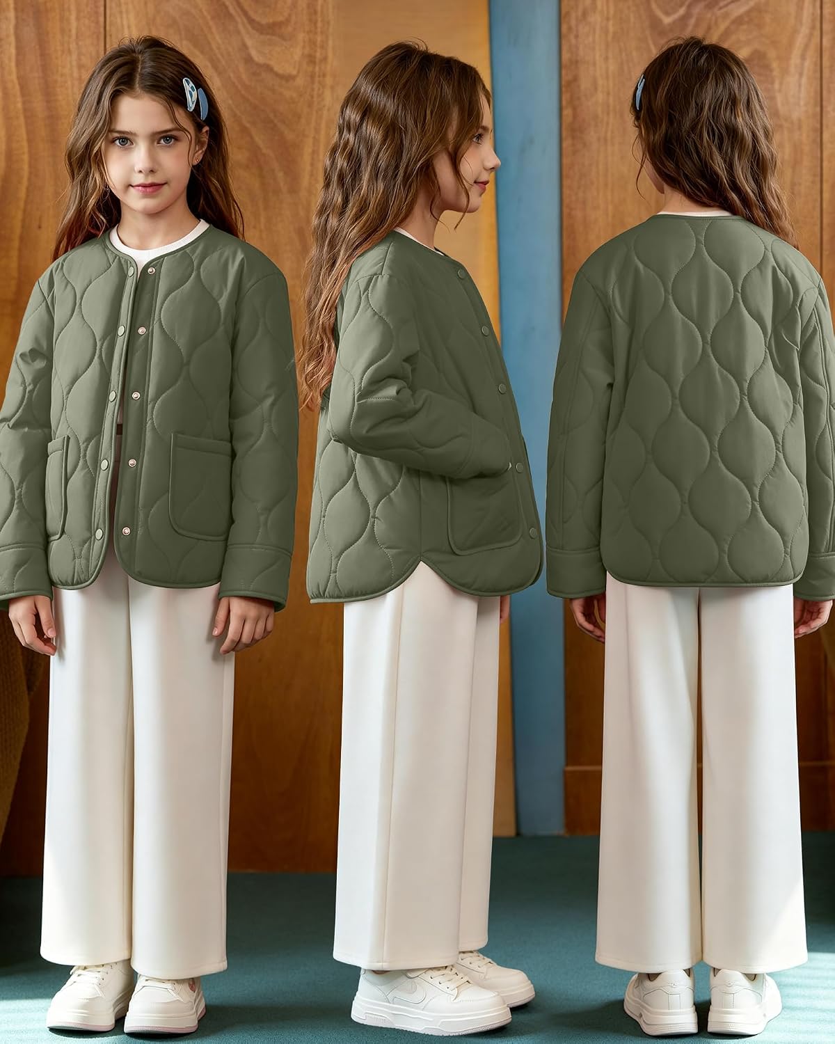 Girls Lightweight Quilted Jackets Kids Winter Coat Outwear 5-14Y