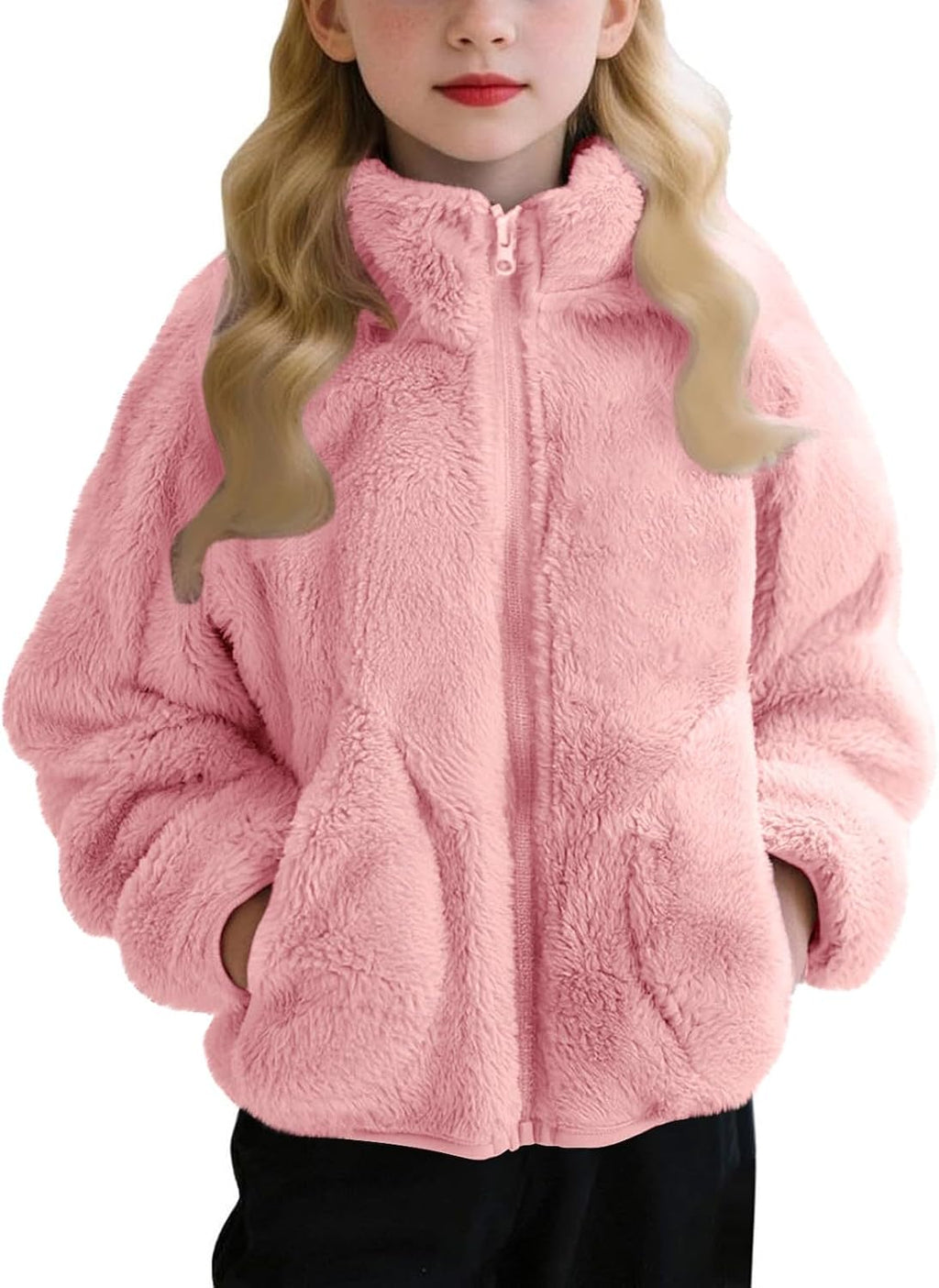 Girls Fleece Jacket Lightweight Fall Winter Zip Up Coats For Girl