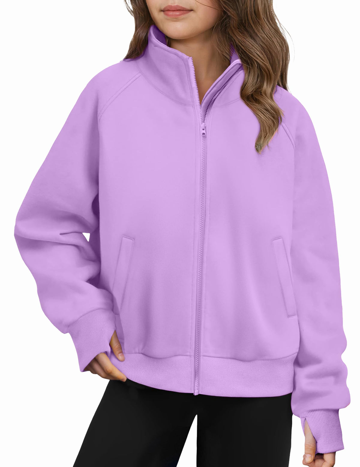 Arshiner Girls Zip Up Sweatshirt Full-zip Fleece Track Jackets Kids Fall Fashion Outfits Winter Clothes with Pockets