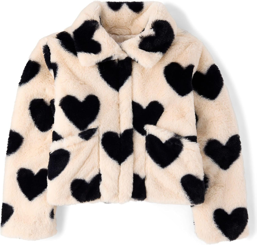 The Children's Place Girls' Long Sleeve Snap Front Faux Fur Coat