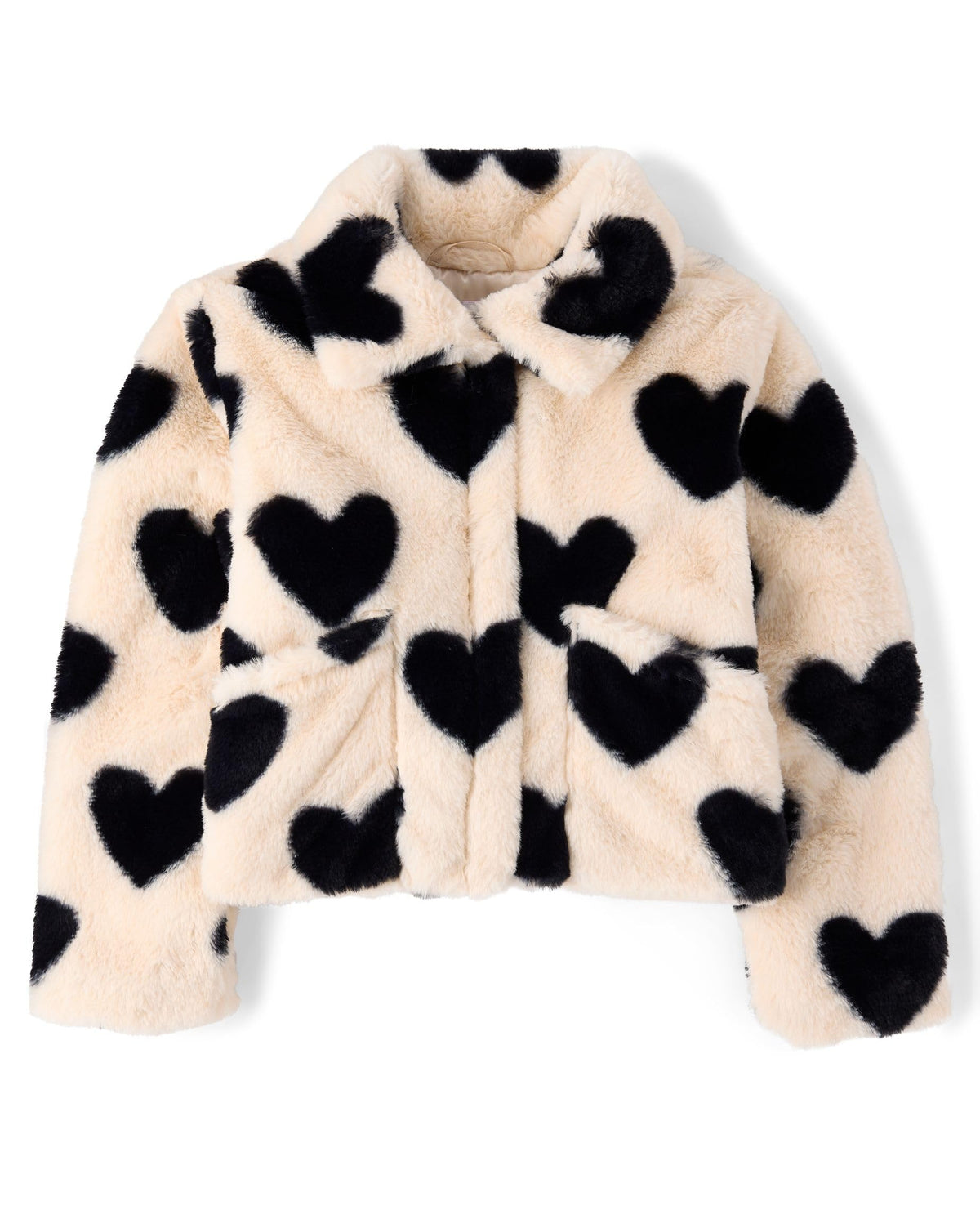 The Children's Place Girls' Long Sleeve Snap Front Faux Fur Coat