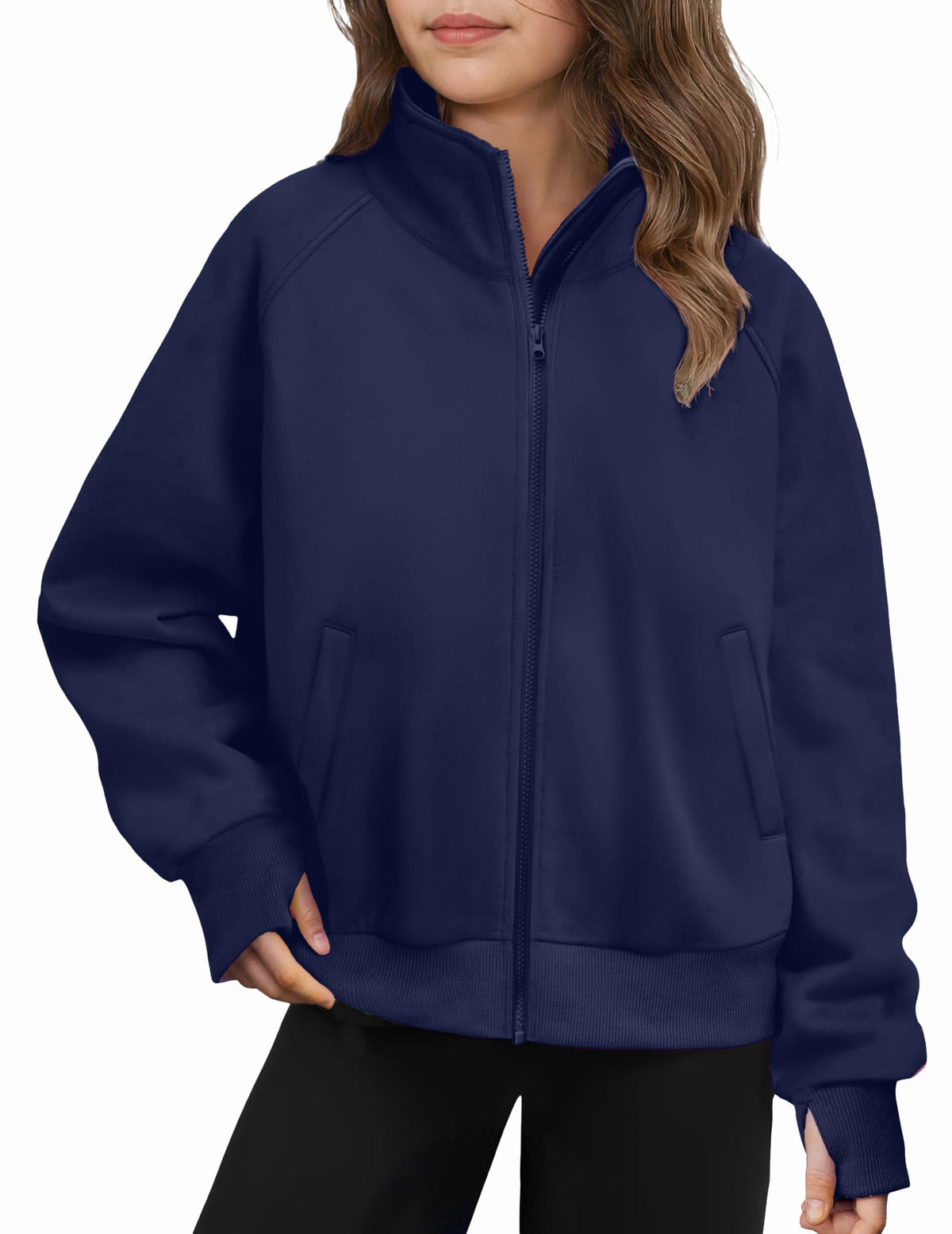 Arshiner Girls Zip Up Sweatshirt Full-zip Fleece Track Jackets Kids Fall Fashion Outfits Winter Clothes with Pockets