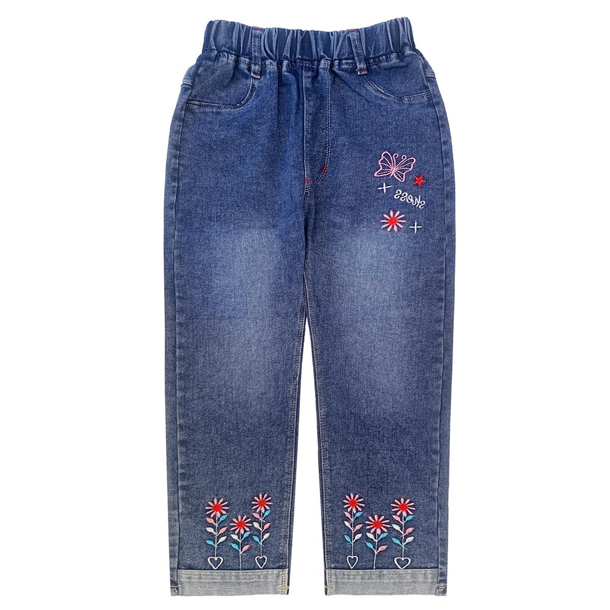 Peacolate 4-9T Infant Little Kids Girls Embroidery Jeans Denim Pants